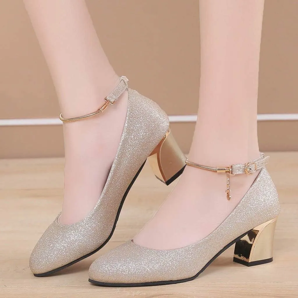 Chunky Heels Pump Women's Lace Up Heeled Sandals Low Black Heels Womens Strappy Ankle Strap Dress Party Shoes