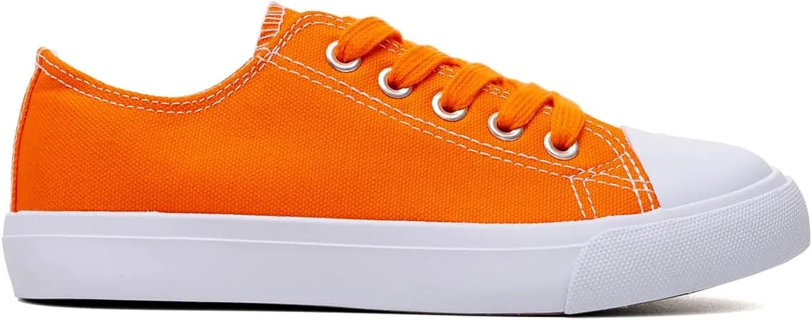 Classic Unisex Low-Top Canvas Sneakers – Boys Girls and Toddler Casual Lace-Up Shoes with Rubber Sole, Includes Extra White Shoelaces