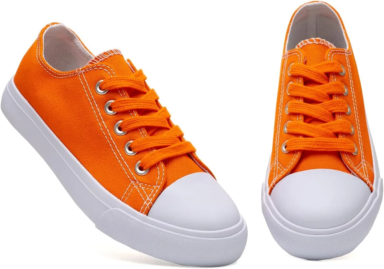 Classic Unisex Low-Top Canvas Sneakers – Boys Girls and Toddler Casual Lace-Up Shoes with Rubber Sole, Includes Extra White Shoelaces