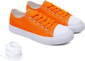 Classic Unisex Low-Top Canvas Sneakers – Boys Girls and Toddler Casual Lace-Up Shoes with Rubber Sole, Includes Extra White Shoelaces