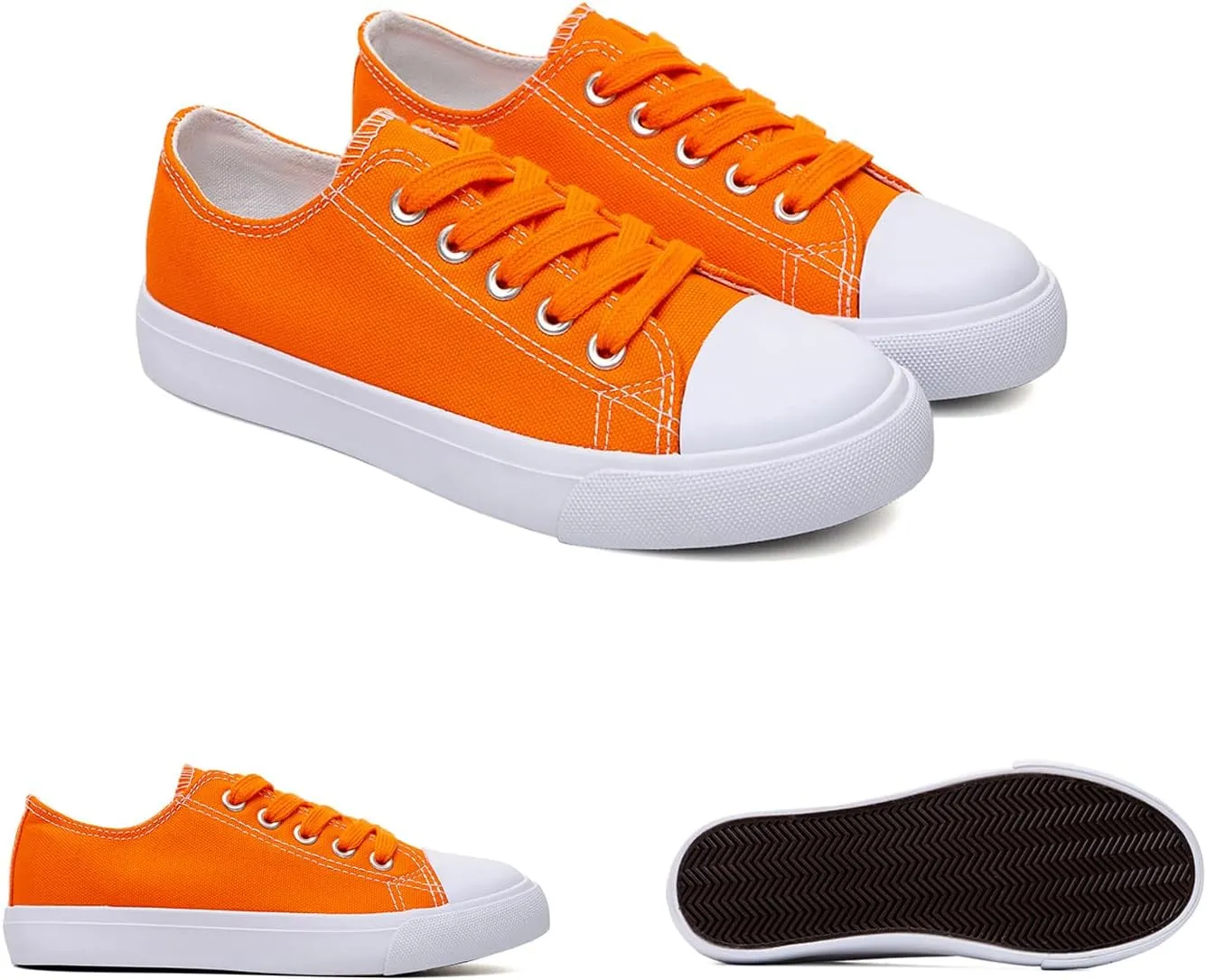 Classic Unisex Low-Top Canvas Sneakers – Boys Girls and Toddler Casual Lace-Up Shoes with Rubber Sole, Includes Extra White Shoelaces