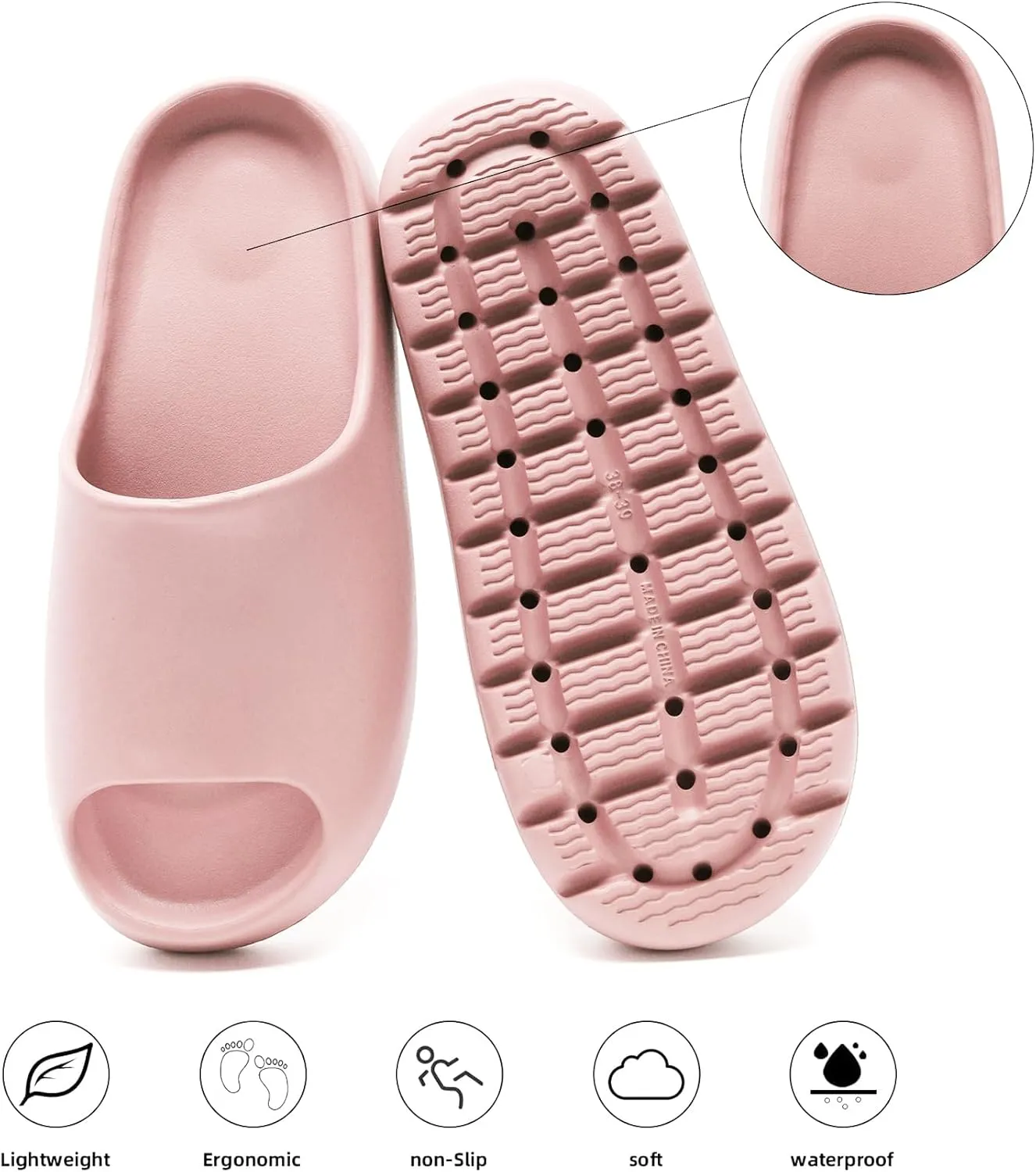 Cloud Slides for Women Men, Recovery Womens Pillow Slides,EVA Anti-Slip shower shoes,Thick Sole Open Toe Garden Shoes,men's sandals,mens slippers for Indoor and Outdoor Size