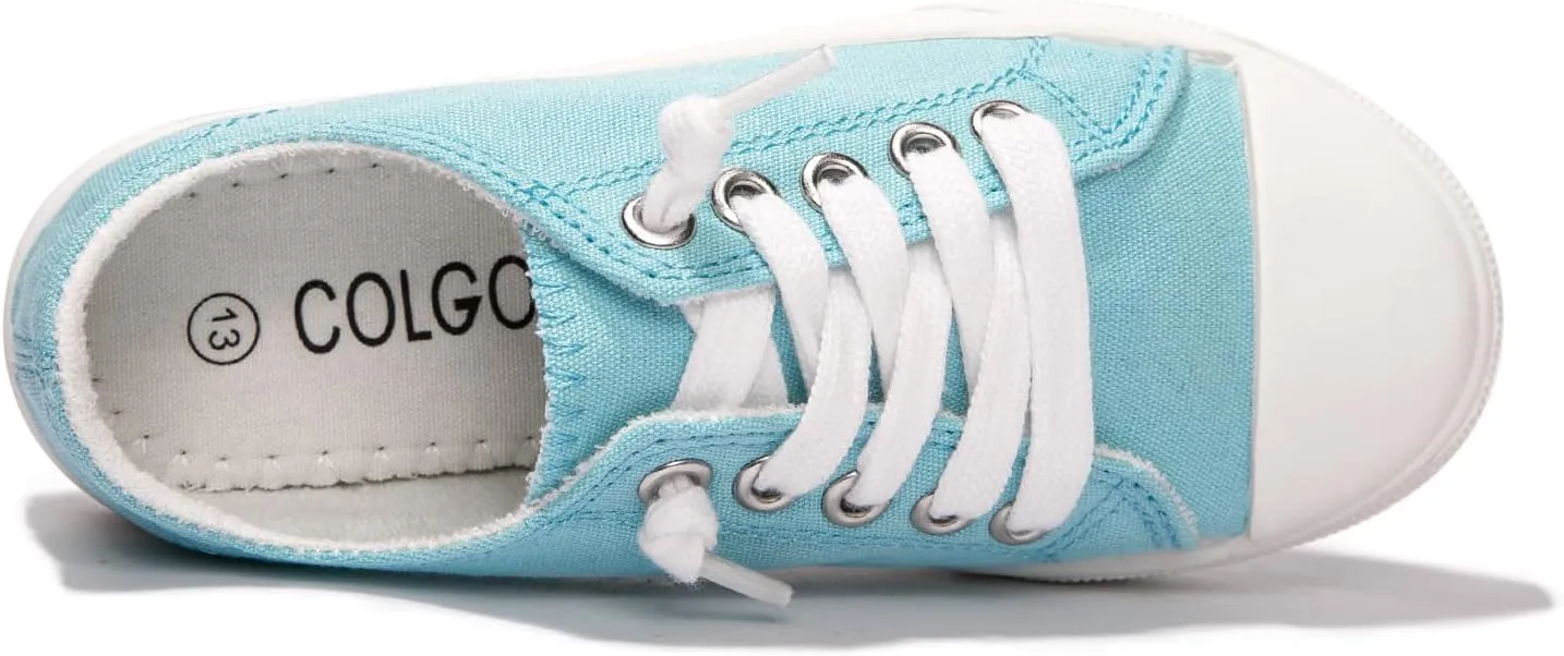 Colgo Boys Girls Sneakers Canvas Lace up Walking Shoes for Little Big Kids Size 11-6