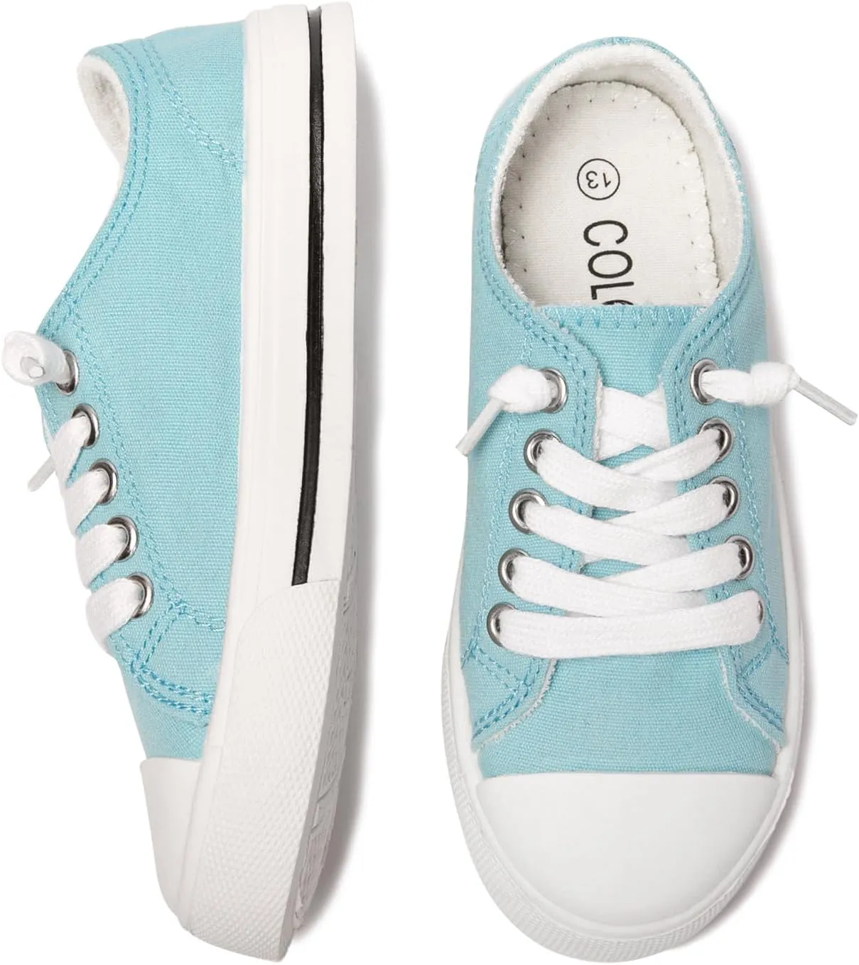 Colgo Boys Girls Sneakers Canvas Lace up Walking Shoes for Little Big Kids Size 11-6