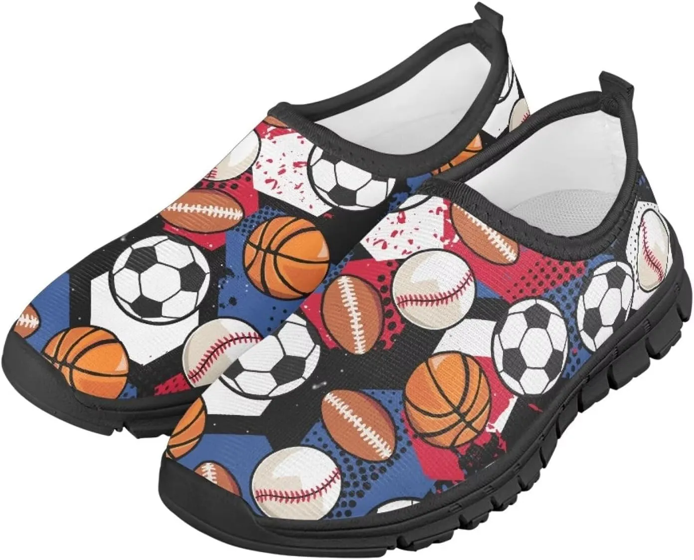 Cool Boys Tennis Shoes Little Kids Slip On Shoes Ball Themed Running Shoes