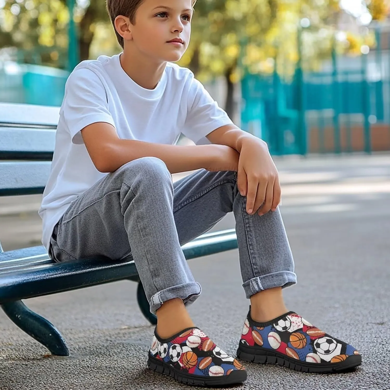 Cool Boys Tennis Shoes Little Kids Slip On Shoes Ball Themed Running Shoes