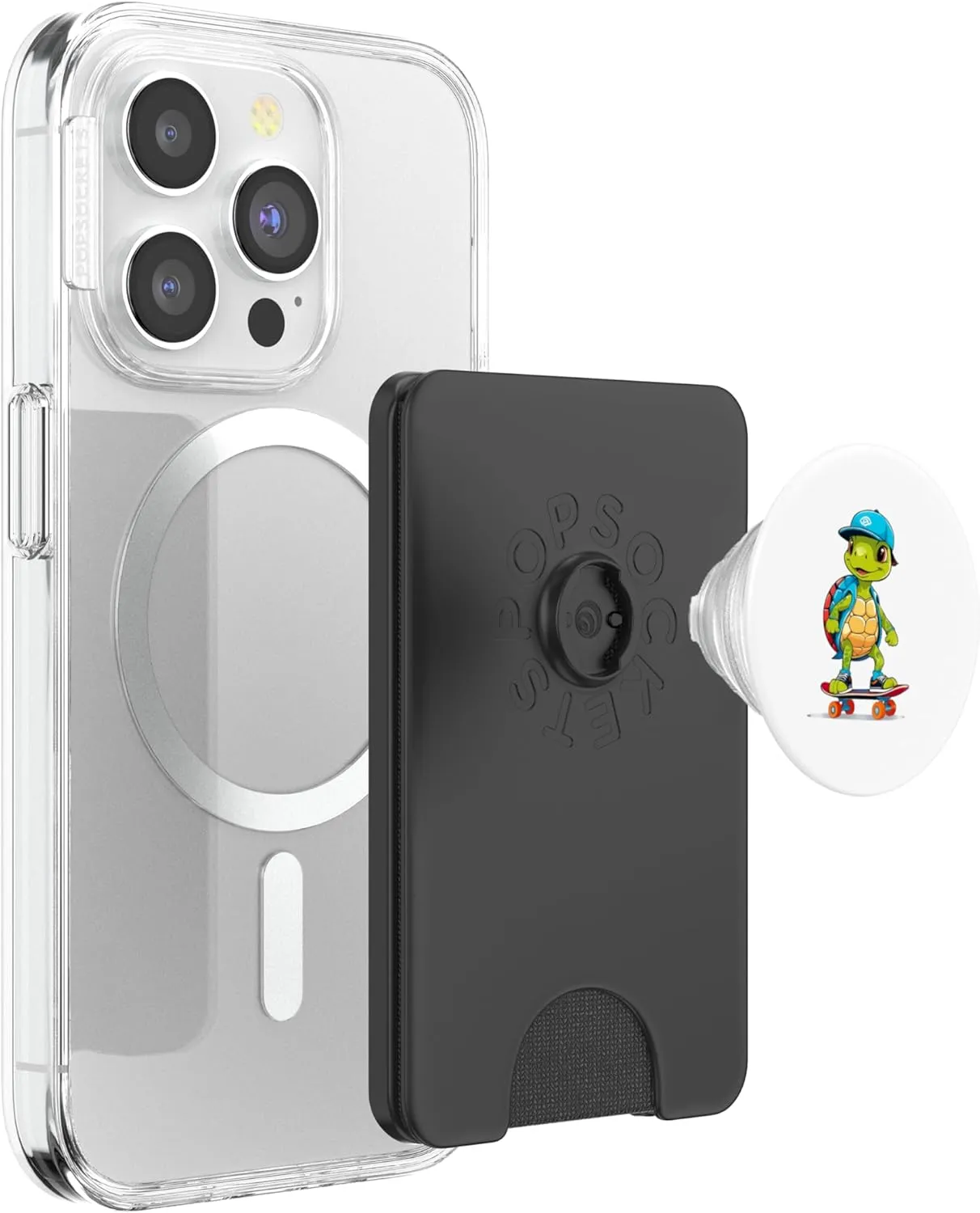 Cool Skateboarding Turtle with Cap – Fun Animal Character PopSockets PopWallet for MagSafe