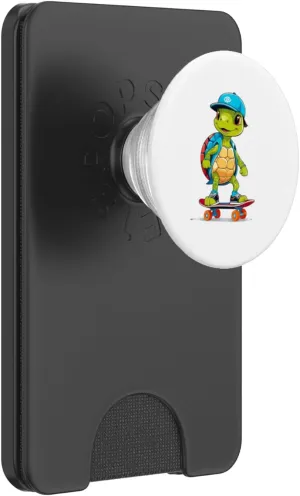 Cool Skateboarding Turtle with Cap – Fun Animal Character PopSockets PopWallet for MagSafe