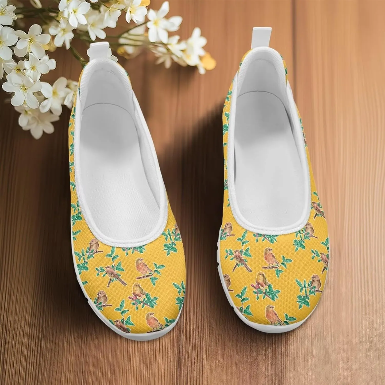 Creative Various Bird Prints Walking Shoes Women Dressy Slip On Ballet Flats Shoes Stylish Fit Comfort Casual Sneakers Daily Wear