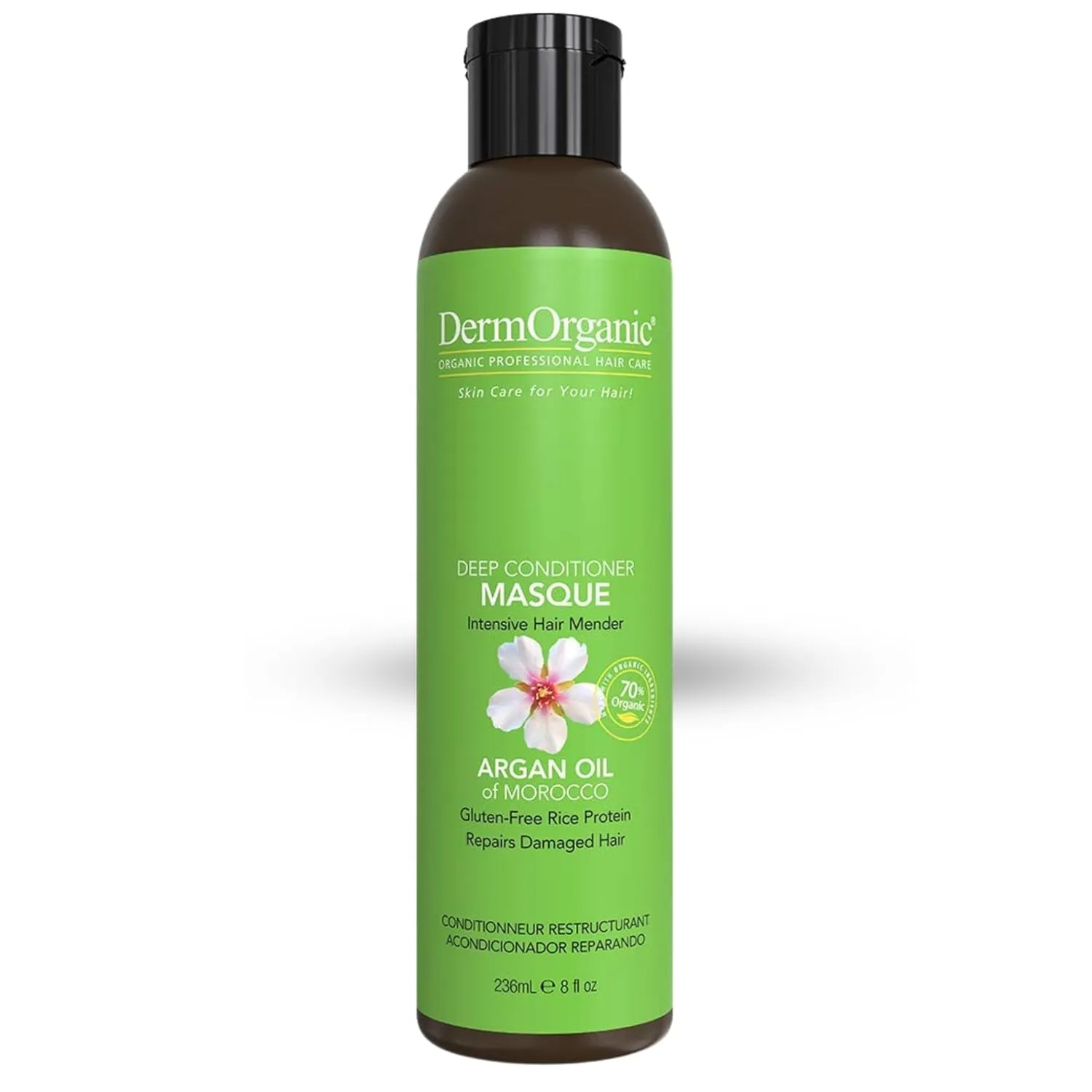 DermOrganic Hair Repair Masque - Deep Conditioner Vegan Protein Reconstructor Rebuilds Damaged Hair with Organic Argan Oil – 8 oz