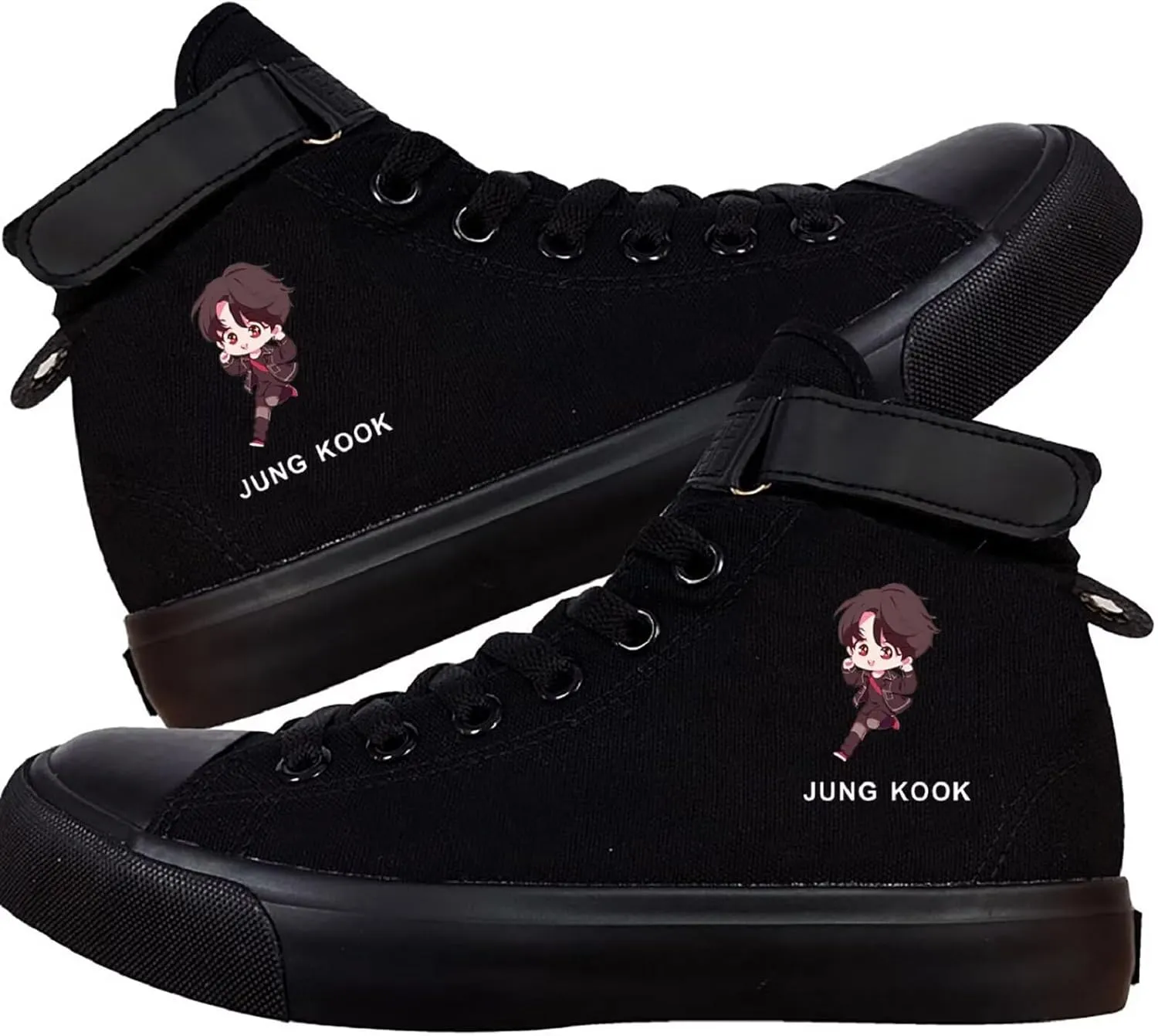 DHSPKN Kpop Idol Jungkook Shoes Jimin High Top Sneakers Cartoon Image J-Hope Rap Monster Jin SUGA V Signature Canvas Shoes