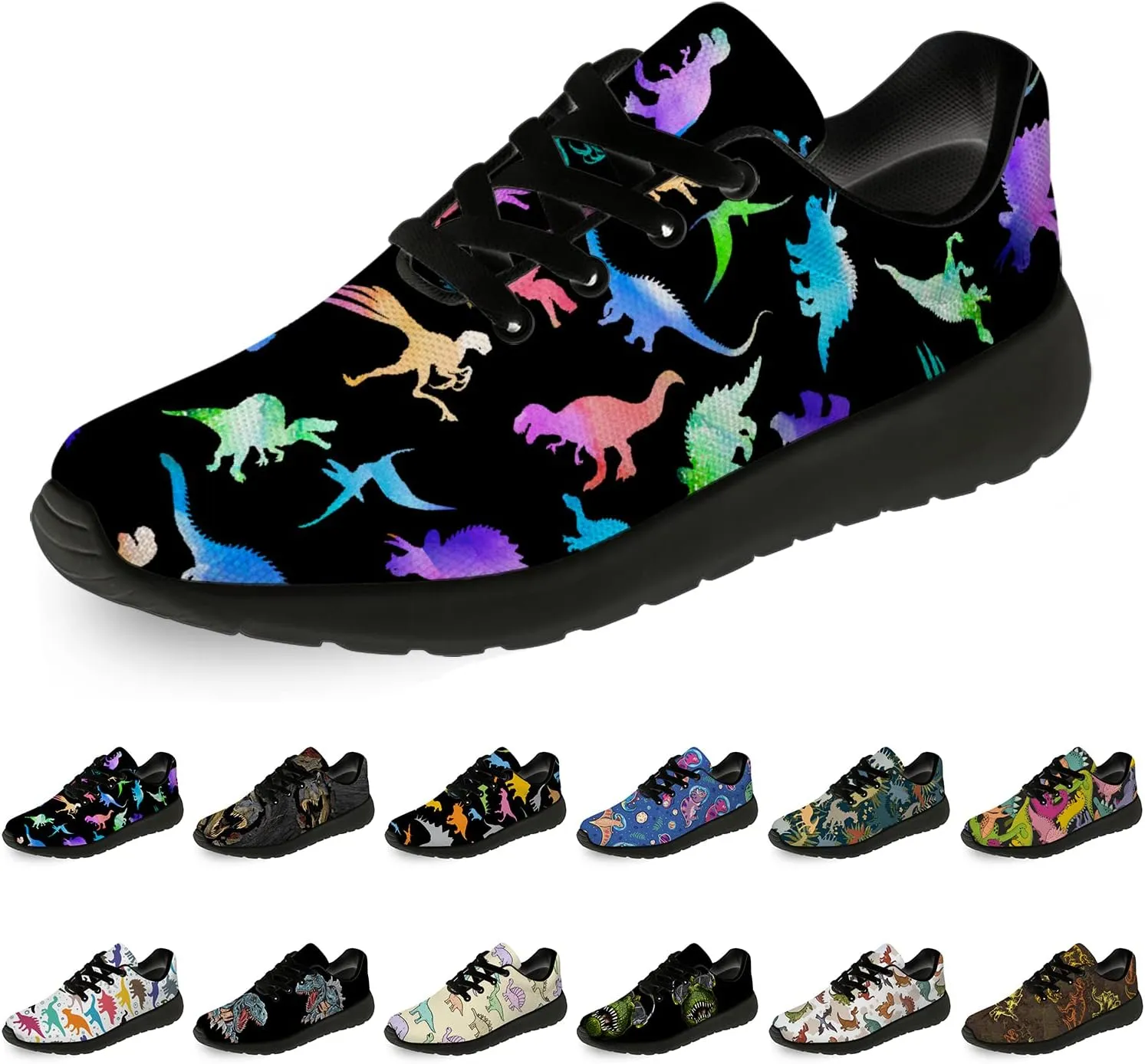 Dinosaur Shoes for Women Men Running Shoes Womens Mens Walking Tennis Sneakers Dino Shoes Gifts for Boy Girl