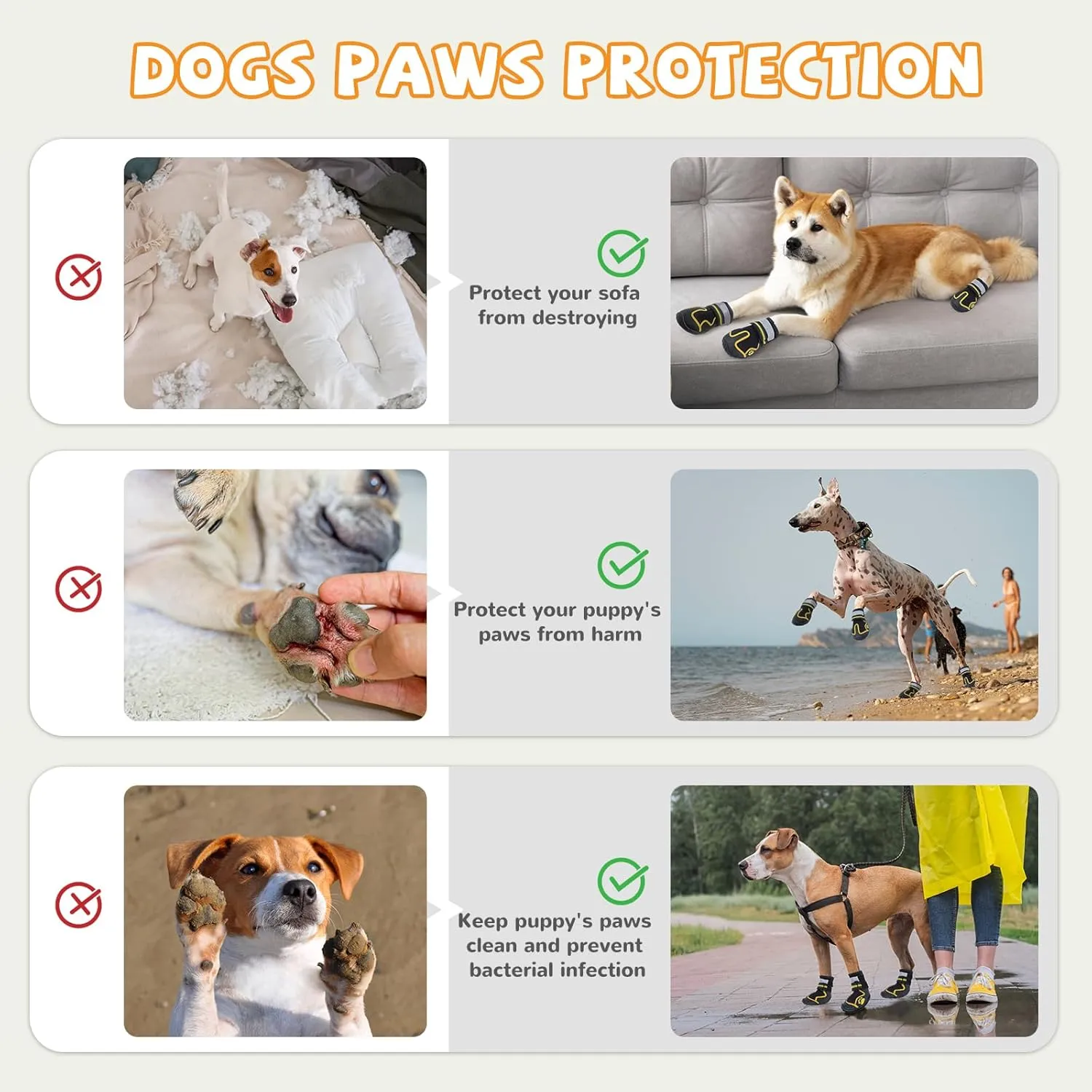 Dog Shoes for Hot Pavement,Dog Boots & Paw Protectors for Large Medium Size Dogs to Prevent Licking,Dog Booties with Reflective for Outdoor,Hiking,Hardwood Floors,Winter Snow(Black Yellow, Size1)