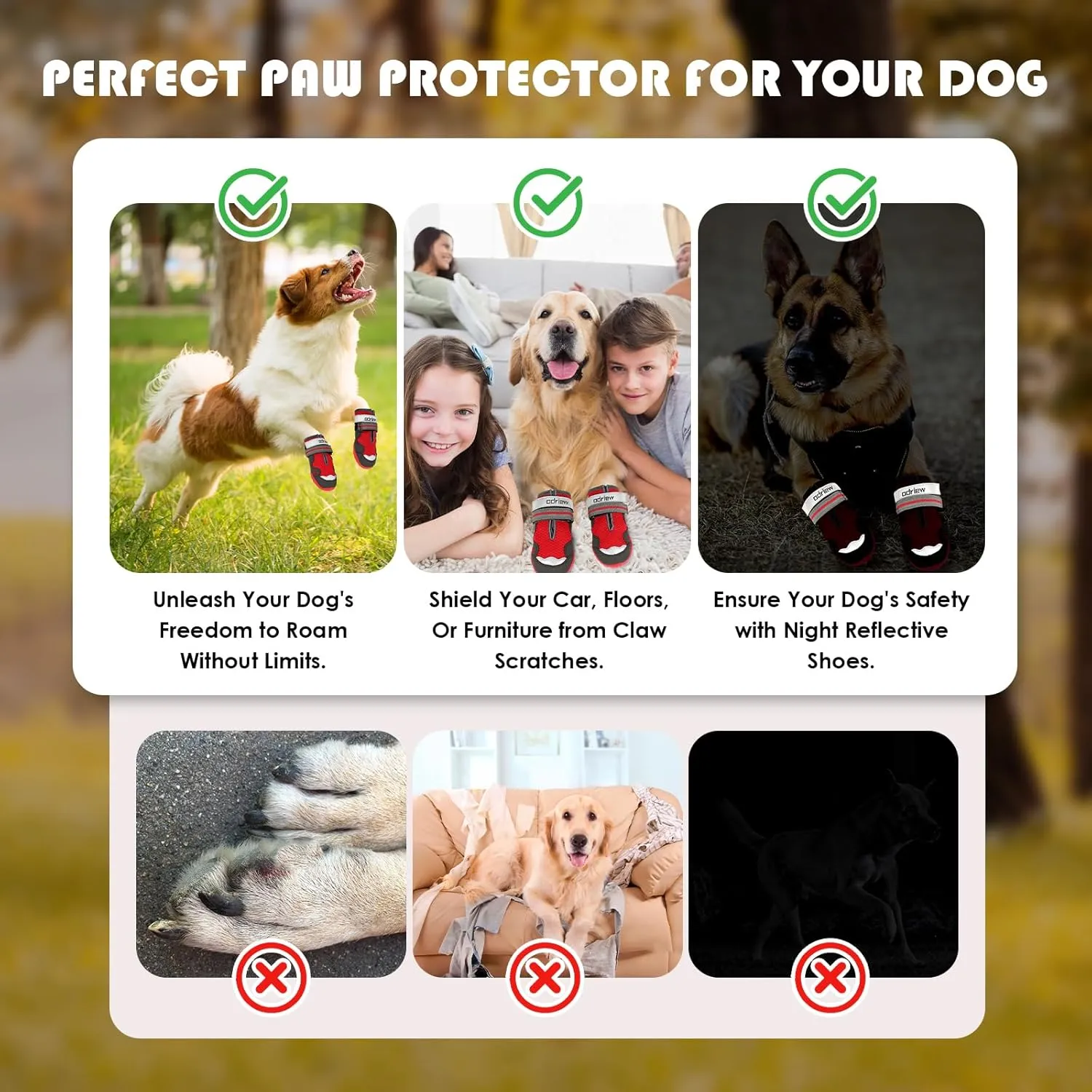 Dog Shoes Large Size Dogs, 4PCS Breathable Mesh Dog Boots & Paw Protectors for Hot Pavement, Small Shoes for Dogs with Reflective Strip, Anti-Slip Sole for Outdoor Walking Hiking. (Reds, 8)