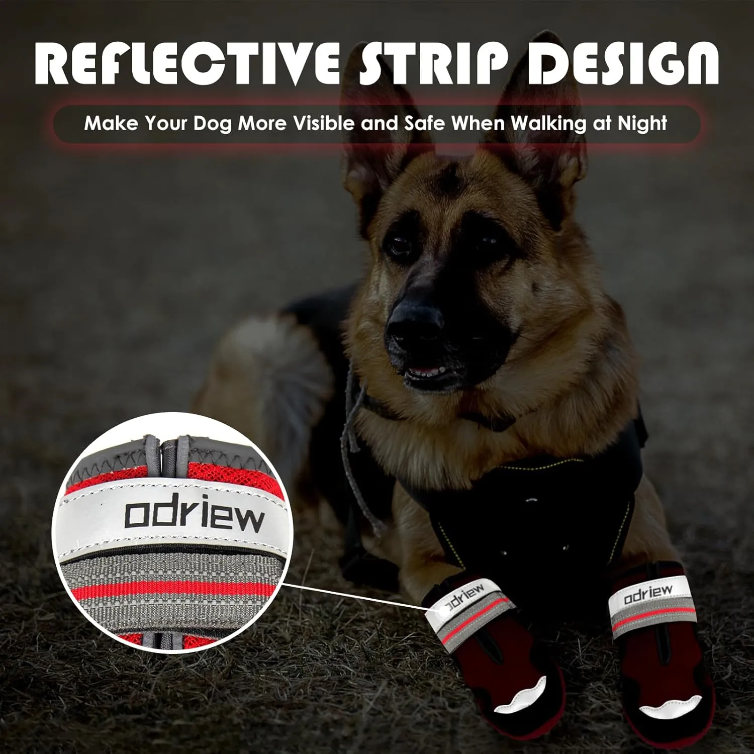 Dog Shoes Large Size Dogs, 4PCS Breathable Mesh Dog Boots & Paw Protectors for Hot Pavement, Small Shoes for Dogs with Reflective Strip, Anti-Slip Sole for Outdoor Walking Hiking. (Reds, 8)