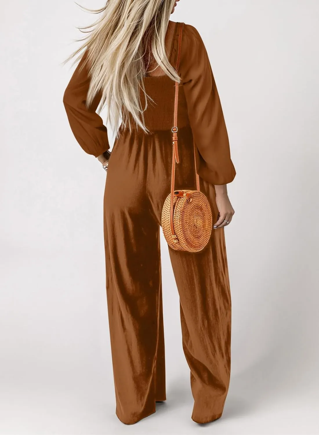 Dokotoo Women's Casual Loose Overalls Jumpsuits One Piece Long Sleeve Wide Leg Long Pant Rompers With Pockets
