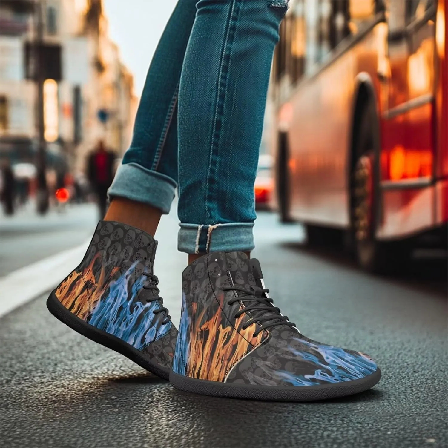 Doojoayie High Top Shoes for Men Wide Width PU Leather Shoes Emerging Adult