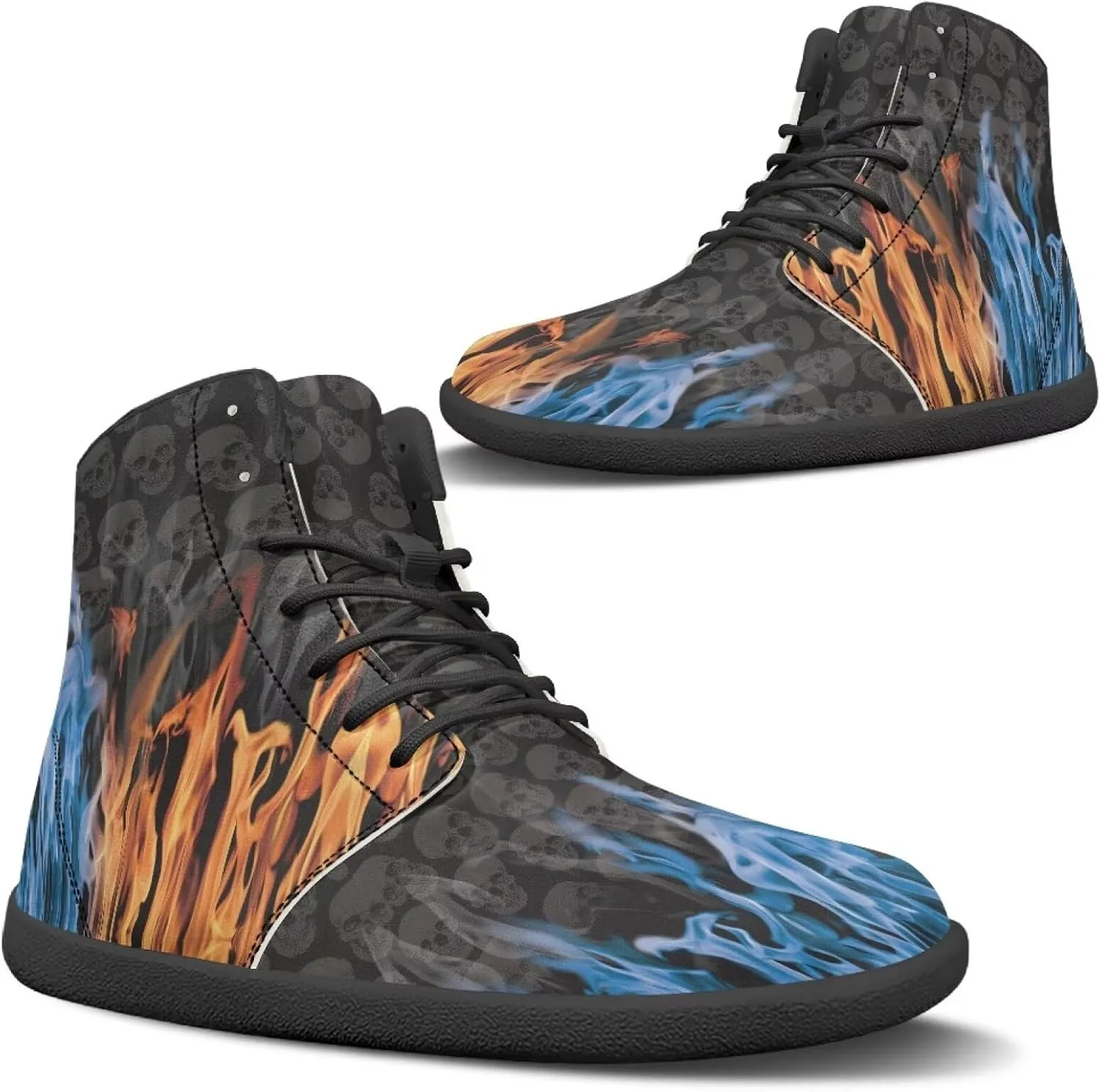 Doojoayie High Top Shoes for Men Wide Width PU Leather Shoes Emerging Adult