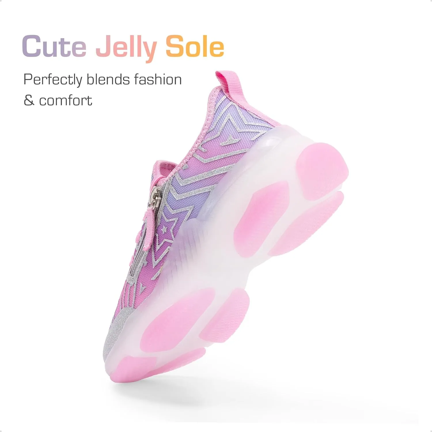 DREAM PAIRS Kids Girls Sneakers Zipper Casual Shoes Jelly Sole Sports Shoes Lightweight Walking Shoes