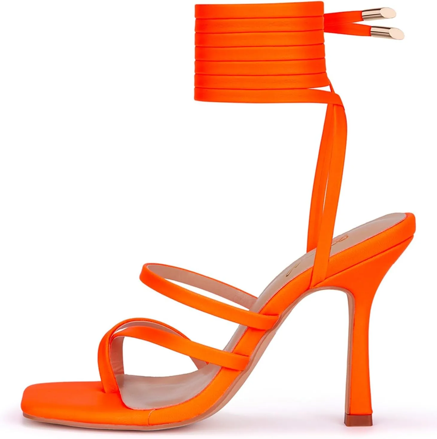Elisabet Tang Women Sexy Strappy Heeled Sandals,4 inch/10cm Lace Up Square Open Toe Heels Stiletto Thong Sandal Criss-Cross Gladiator High Heel Sandals Shoes