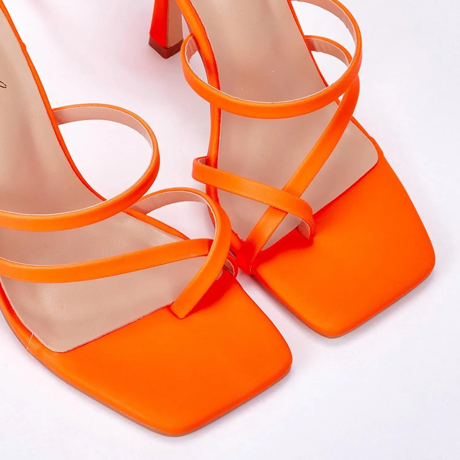 Elisabet Tang Women Sexy Strappy Heeled Sandals,4 inch/10cm Lace Up Square Open Toe Heels Stiletto Thong Sandal Criss-Cross Gladiator High Heel Sandals Shoes
