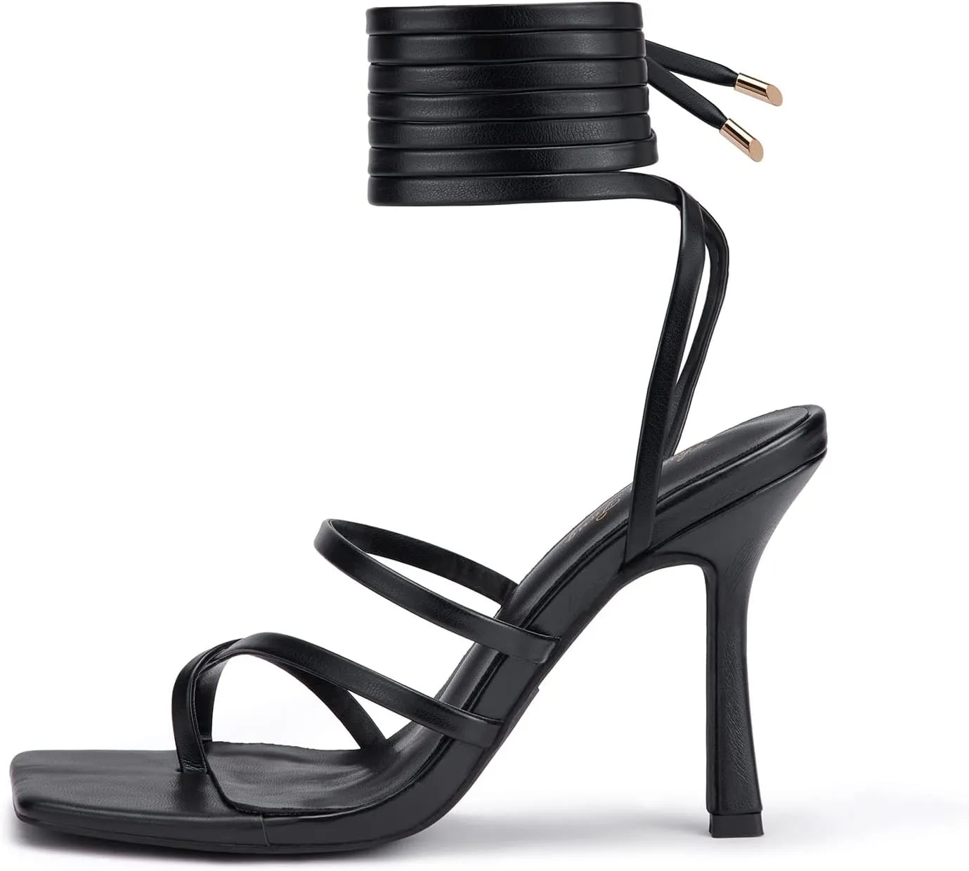 Elisabet Tang Women Sexy Strappy Heeled Sandals,4 inch/10cm Lace Up Square Open Toe Heels Stiletto Thong Sandal Criss-Cross Gladiator High Heel Sandals Shoes