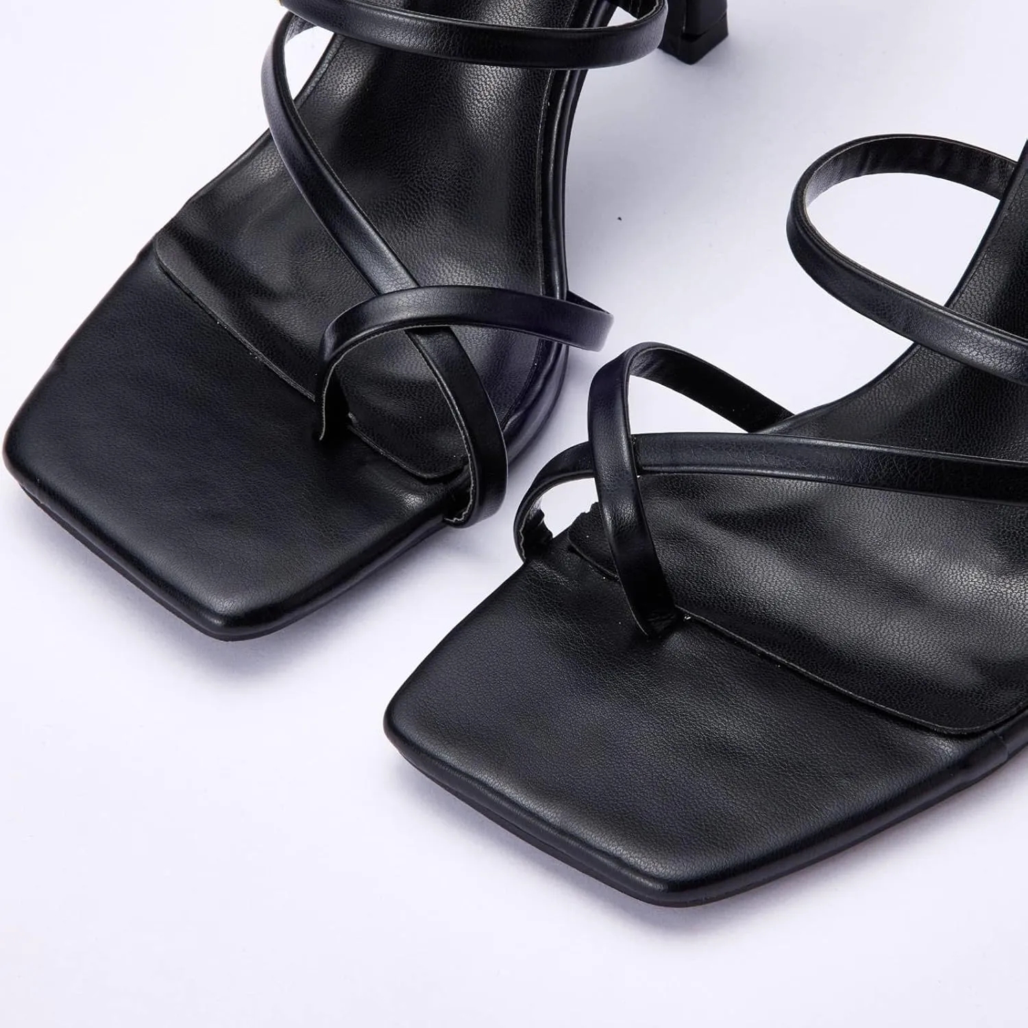 Elisabet Tang Women Sexy Strappy Heeled Sandals,4 inch/10cm Lace Up Square Open Toe Heels Stiletto Thong Sandal Criss-Cross Gladiator High Heel Sandals Shoes