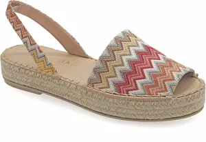 Emmanuela Colourful Knitted Fabric Espadrilles, Medium Wedge Slingback Boho Chic Summer Shoes, Slip on Peep Toe Espadrilles Totally Handmade and Hand Stiched in Greece