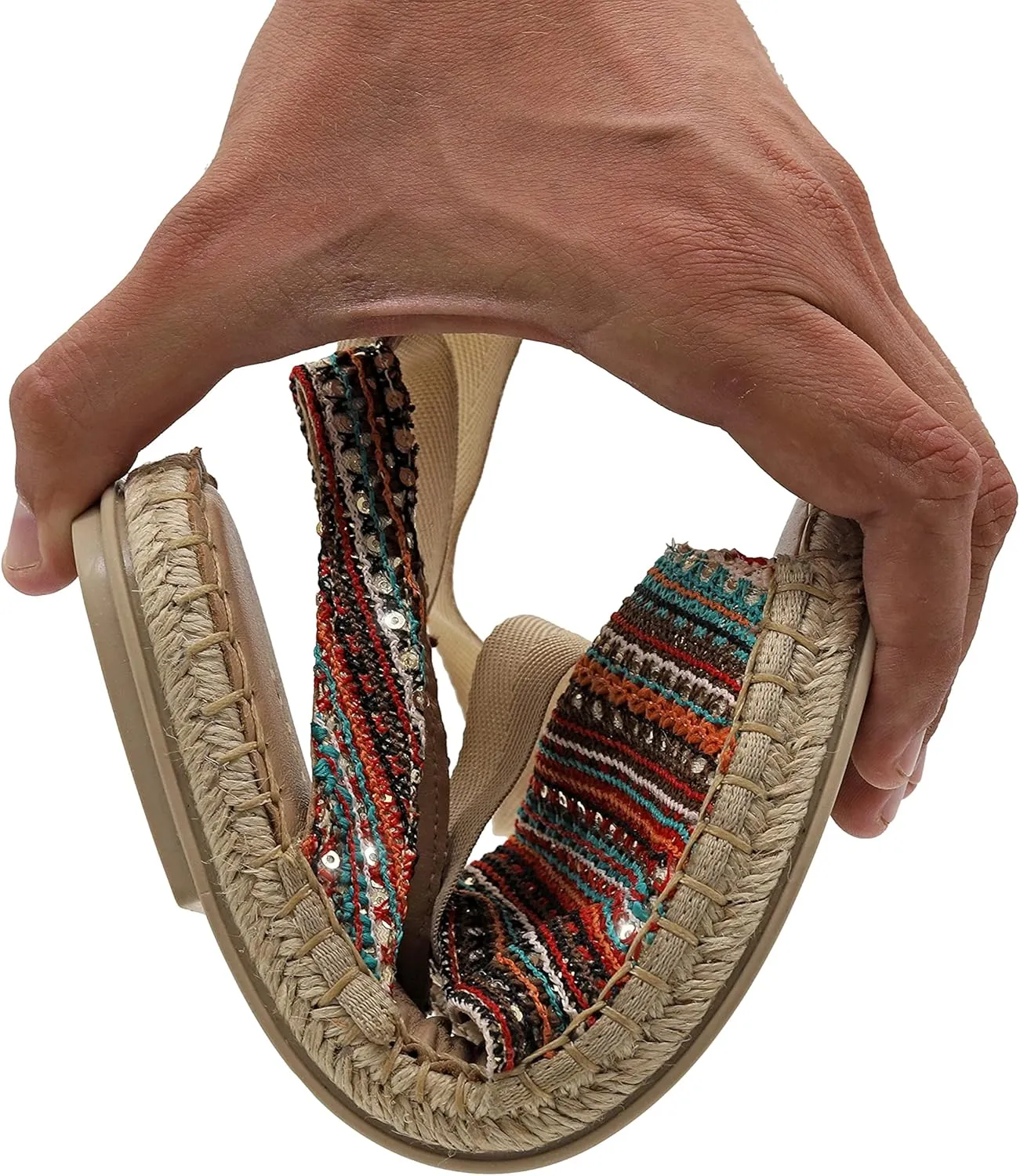 Emmanuela Colourful Knitted Fabric Espadrilles, Medium Wedge Slingback Boho Chic Summer Shoes, Slip on Peep Toe Espadrilles Totally Handmade and Hand Stiched in Greece