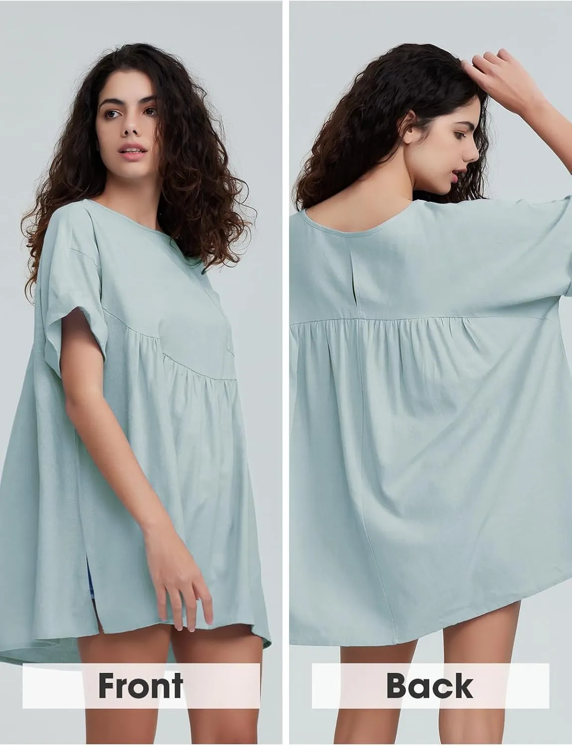 EXLURA Womens Short Sleeve Summer Tops Casual Loose Maternity Babydoll Peplum Tops Oversized Shirts Tunic 2025