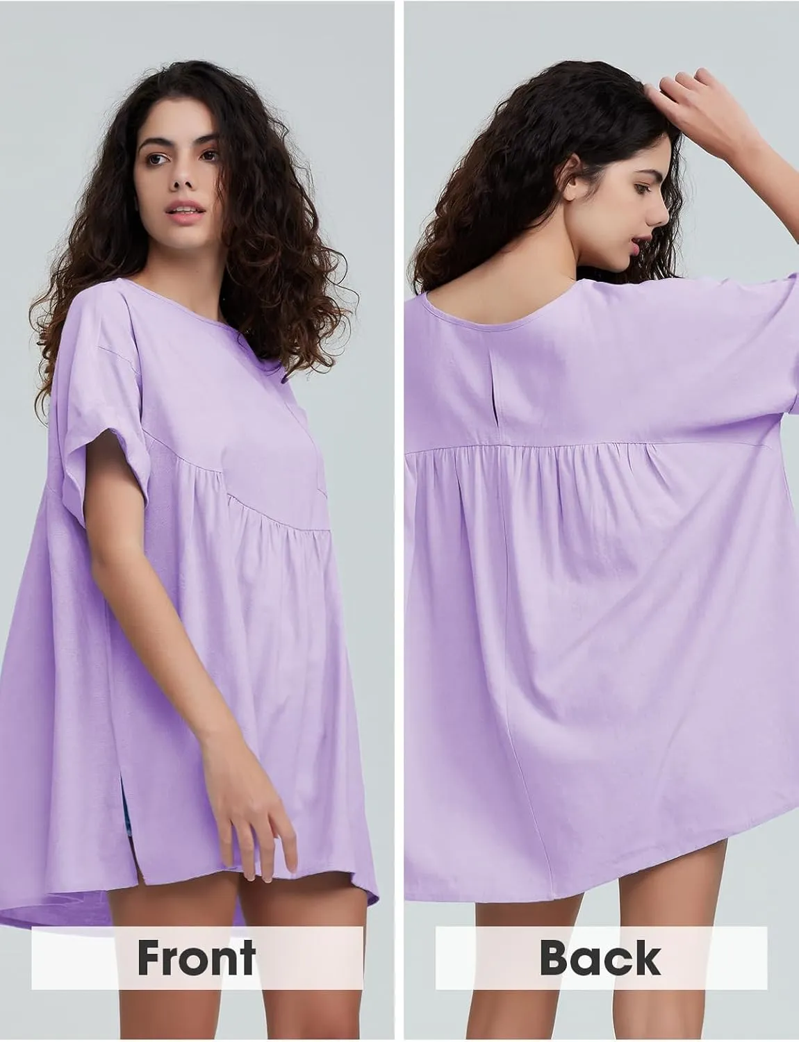 EXLURA Womens Short Sleeve Summer Tops Casual Loose Maternity Babydoll Peplum Tops Oversized Shirts Tunic 2025