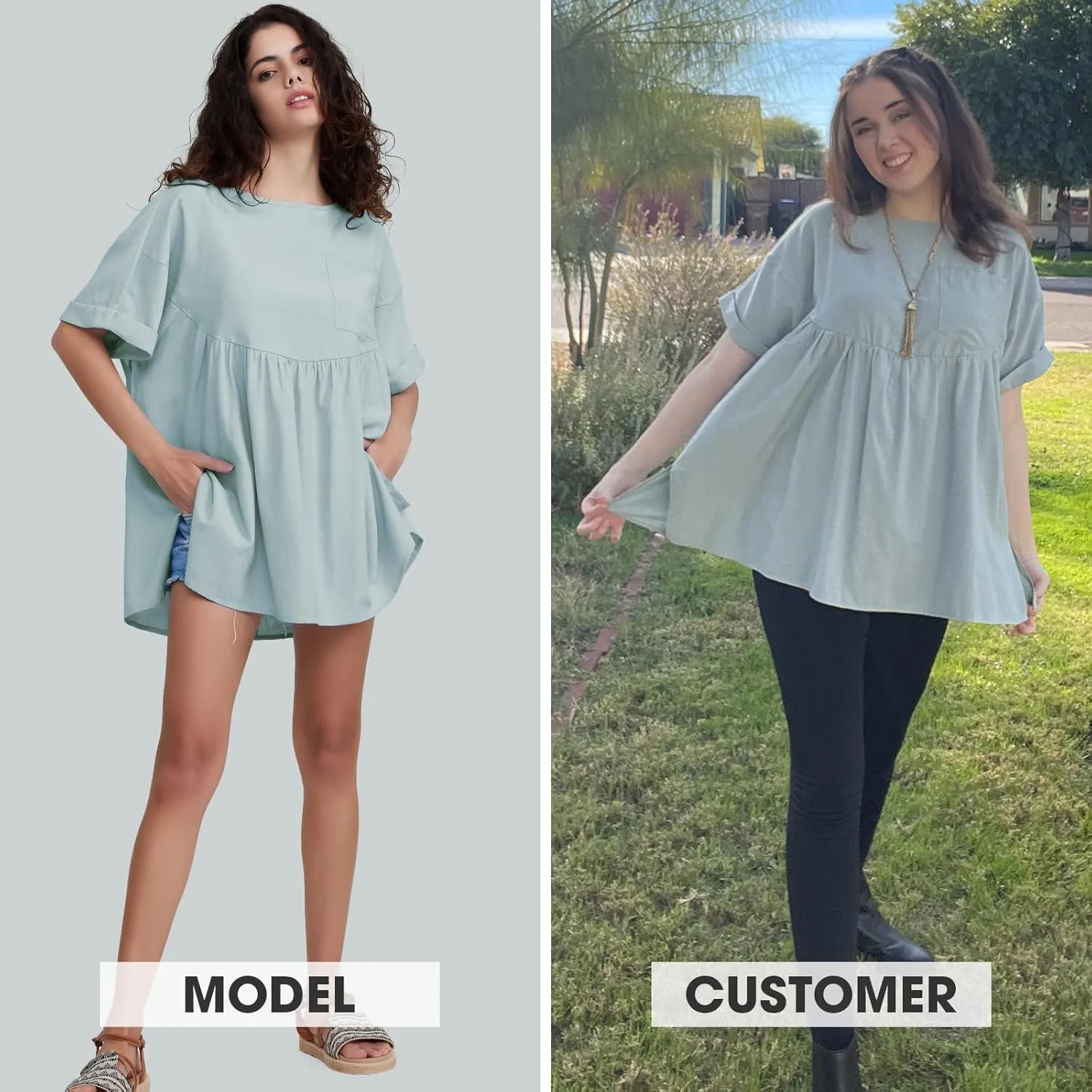 EXLURA Womens Short Sleeve Summer Tops Casual Loose Maternity Babydoll Peplum Tops Oversized Shirts Tunic 2025