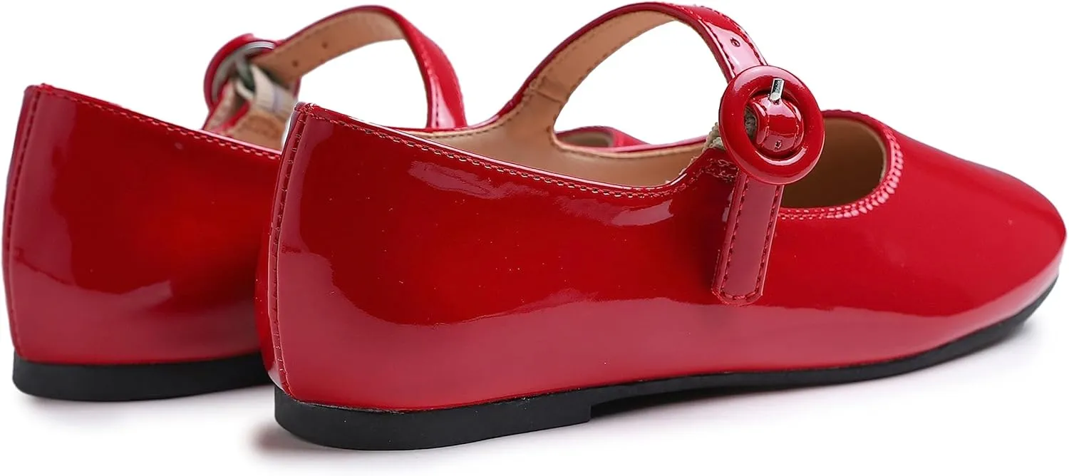 FEVERSOLE Girls Cute Dress Mary Jane Shoes Little Kids Casual Buckle Strap Flats