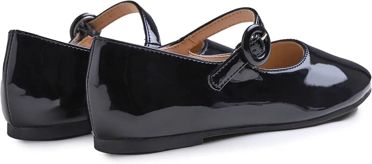FEVERSOLE Girls Cute Dress Mary Jane Shoes Little Kids Casual Buckle Strap Flats