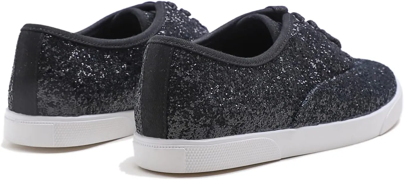 FEVERSOLE Women's Fashion Dress Sneakers Party Bling Casual Flats Embellished Shoes