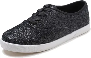 FEVERSOLE Women's Fashion Dress Sneakers Party Bling Casual Flats Embellished Shoes