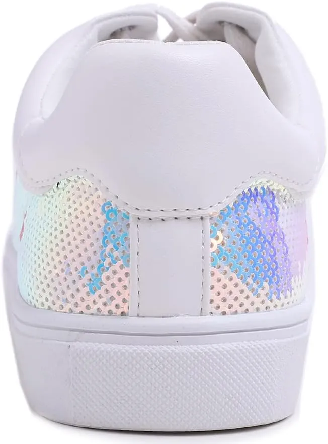 FEVERSOLE Women's Fashion Dress Sneakers Party Bling Casual Flats Embellished Shoes