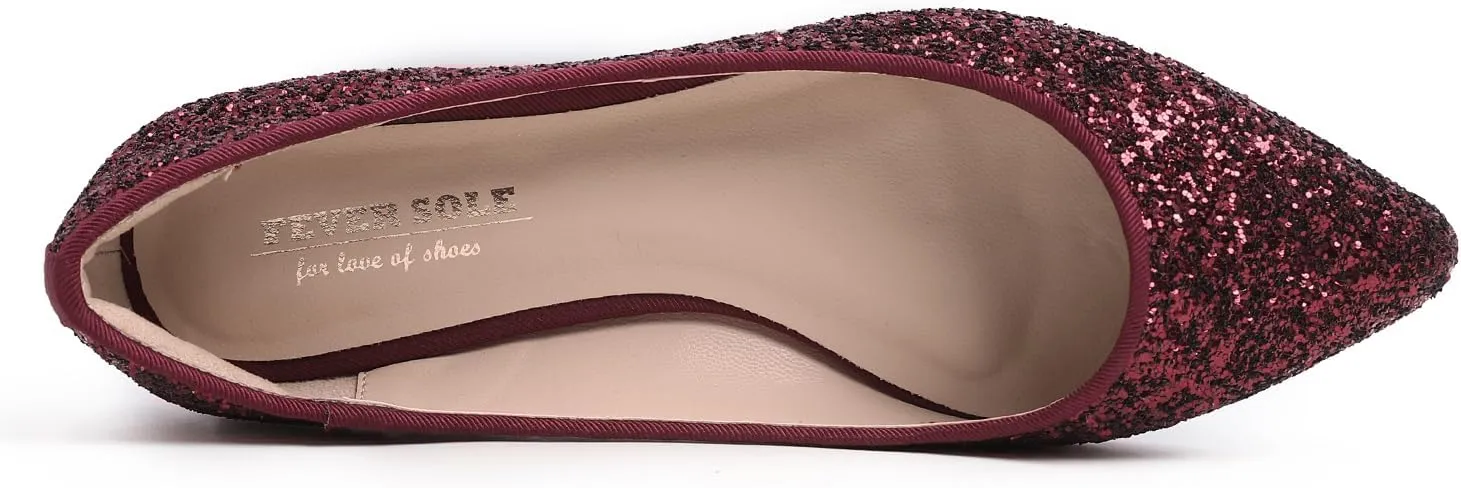 FEVERSOLE Women's Fashion Pointed Toe Classic Dressy Shiny Comfort Cushioned Flats