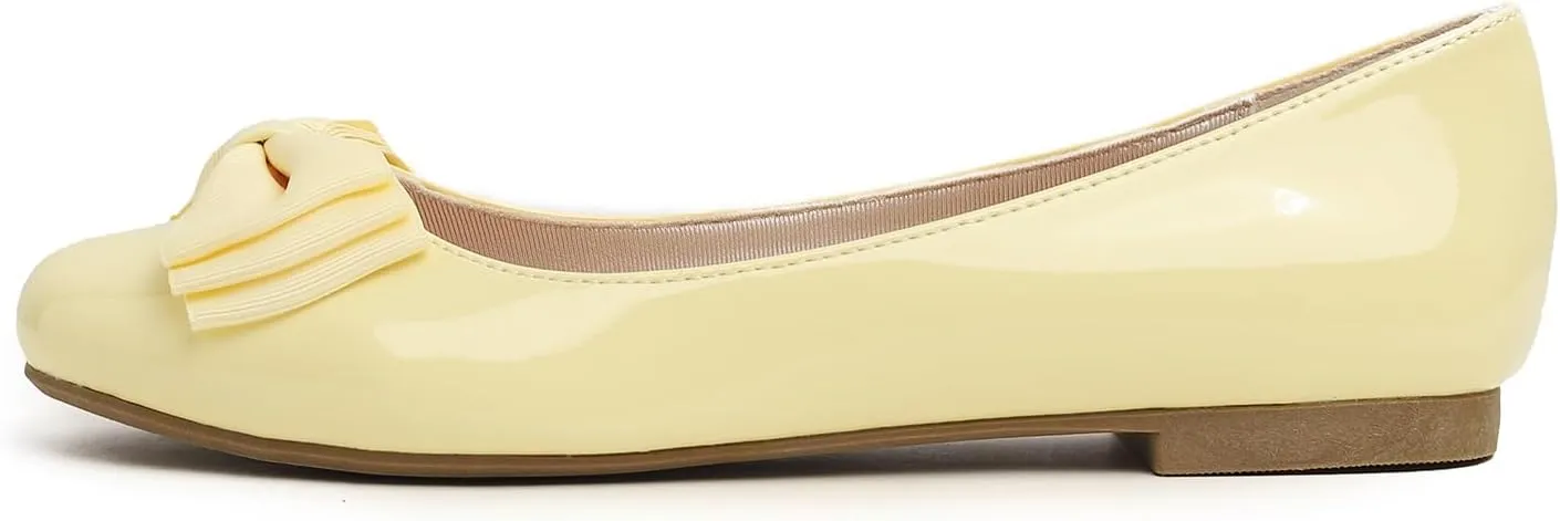 Feversole Women's Round Toe Cute Bow Trim Ballet Flats