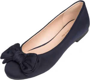 Feversole Women's Round Toe Cute Bow Trim Ballet Flats