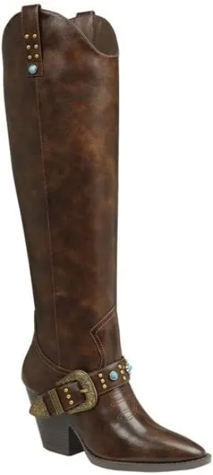 Forever Link Women's Pointed Toe Western Knee High Cowgirl Boots