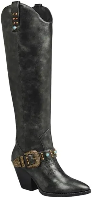 Forever Link Women's Pointed Toe Western Knee High Cowgirl Boots