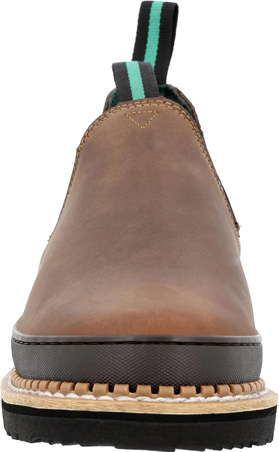 Georgia Giant Romeo Slip-On Boots - GR262, Full-Grain Leather Non-Slip Lightweight Work Shoes With Oil-Resistant Bumper Guard, Dark Brown, Crazy Horse Leather