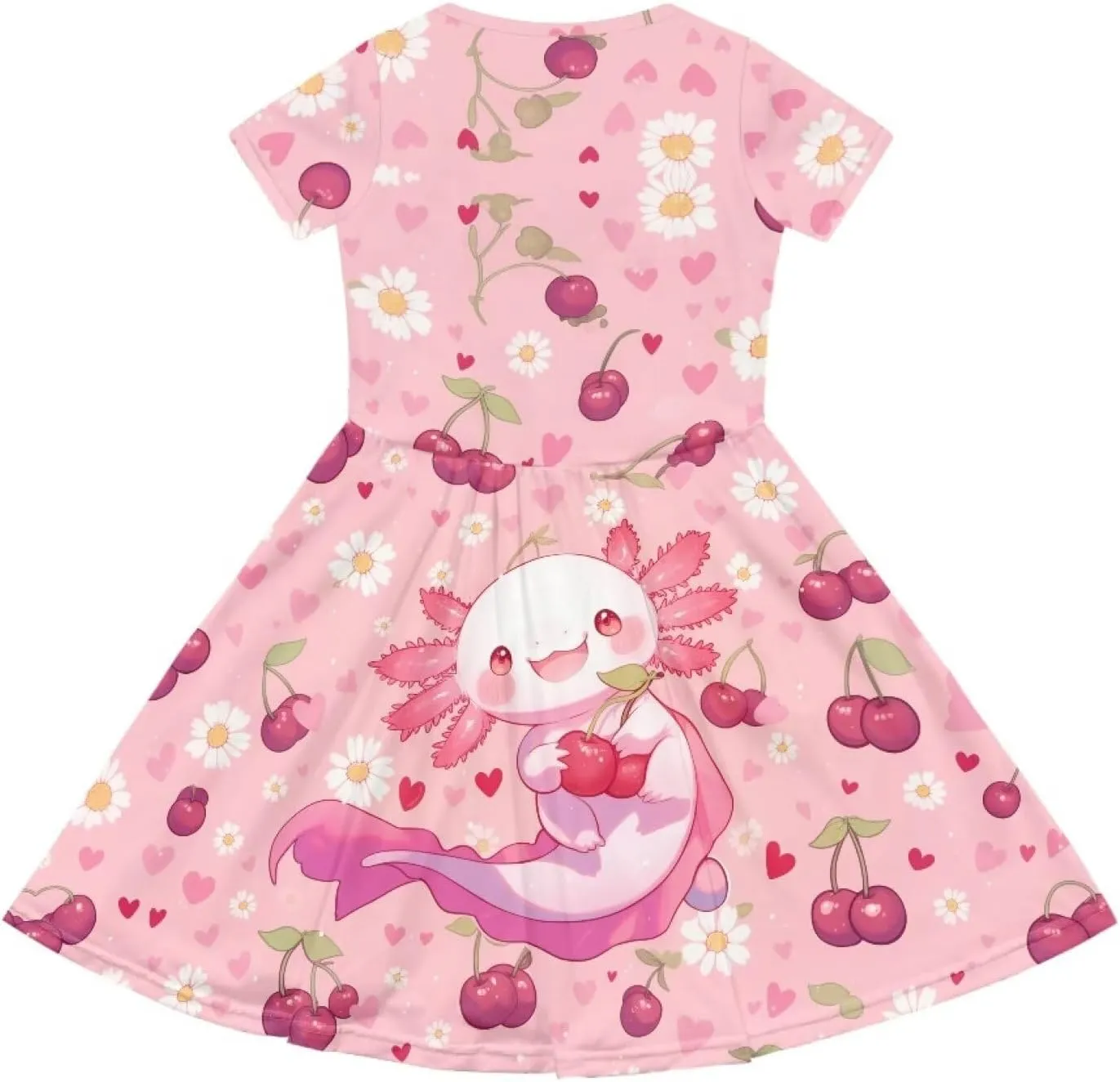 Girls Dresses Size 2-14 Kids Summer Short Sleeve Beach Dresses Casual Midi Dress Crewneck A Line