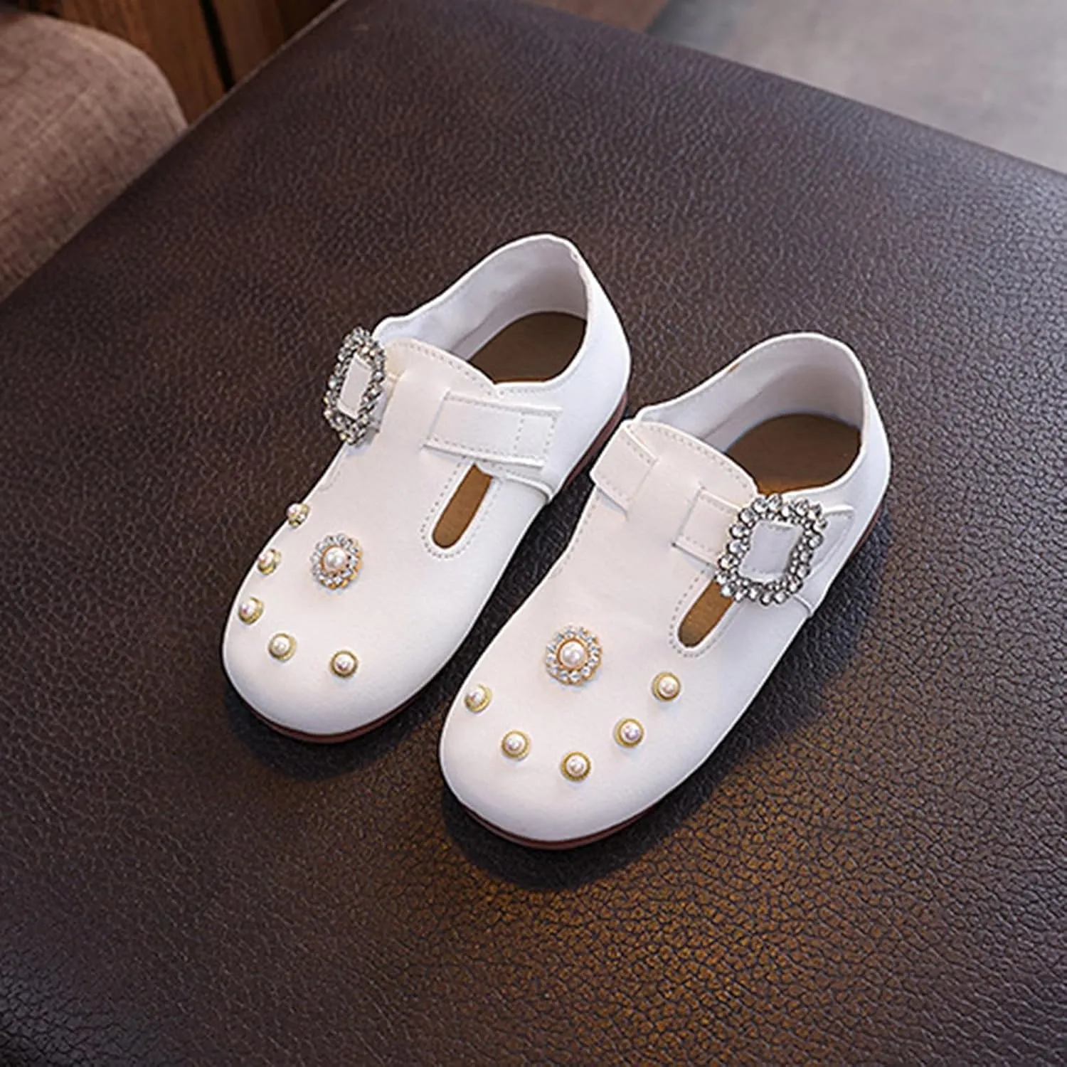 Girls Kids Ankle Sandals Close Toe Sequins Dress Shoes Toddler Soft Sole Summer Casual Leather Loafers Comfy Cute Shoes