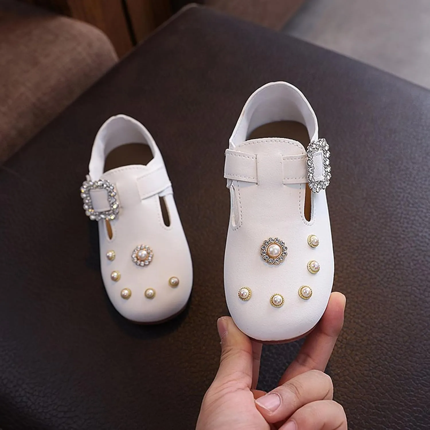 Girls Kids Ankle Sandals Close Toe Sequins Dress Shoes Toddler Soft Sole Summer Casual Leather Loafers Comfy Cute Shoes