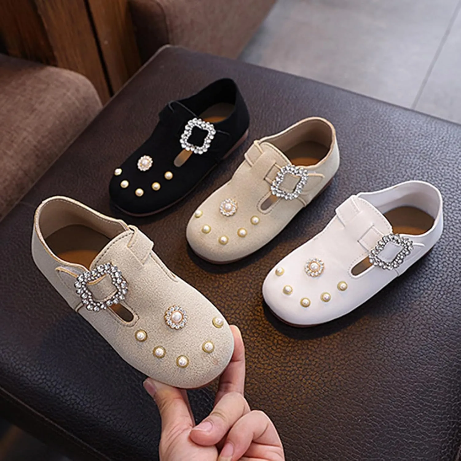Girls Kids Ankle Sandals Close Toe Sequins Dress Shoes Toddler Soft Sole Summer Casual Leather Loafers Comfy Cute Shoes