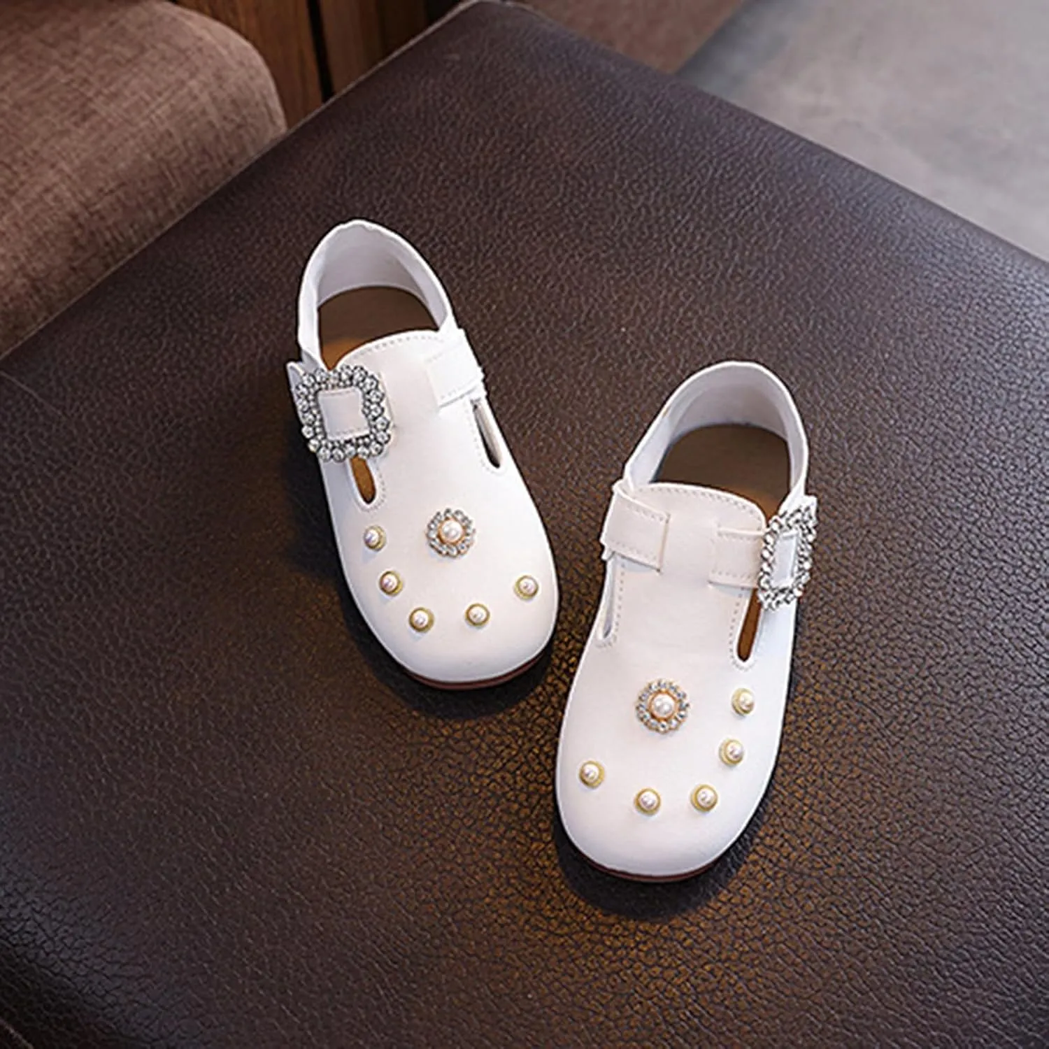 Girls Kids Ankle Sandals Close Toe Sequins Dress Shoes Toddler Soft Sole Summer Casual Leather Loafers Comfy Cute Shoes
