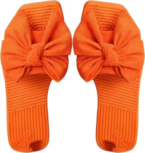 GORGLITTER Women's Cute Bow Flat Sandals Summer Slip on Open Toe Slide Sandals
