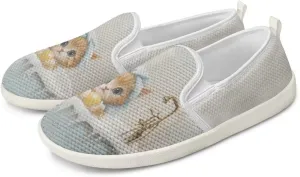 GOSTONG Women's Flats Shoes Breathable Mesh Round Toe Slip On Shoes Comfort Non Slip Casual Walking Shoes Outdoors White Sole Size 6-11